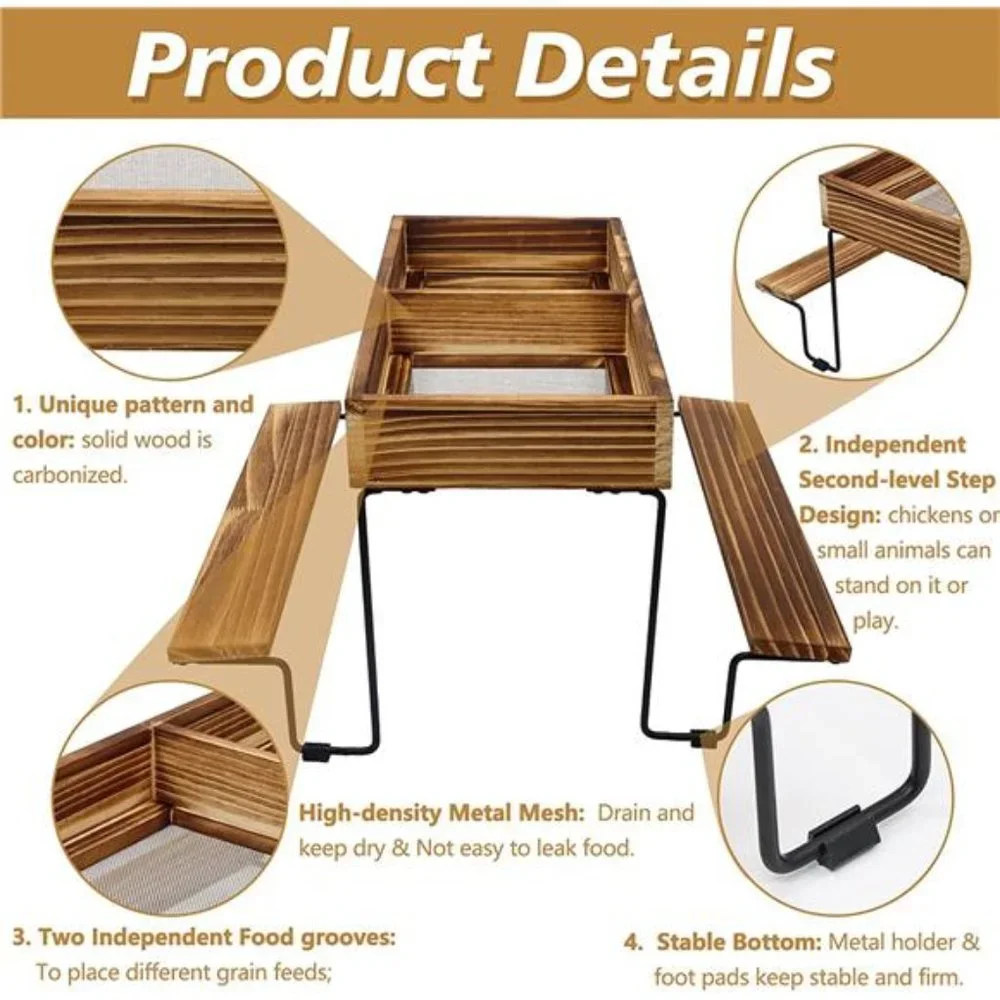 Chicken Feeder Table, Squirrel Feeder, Bird Feeder, Wood Chicken Picnic Table